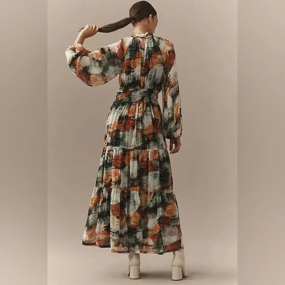 ANTHROPOLOGIE SOMERSET COLLECTION
Long-Sleeve Mock-Neck Chiffon Maxi Dress M - Picture 2 of 4